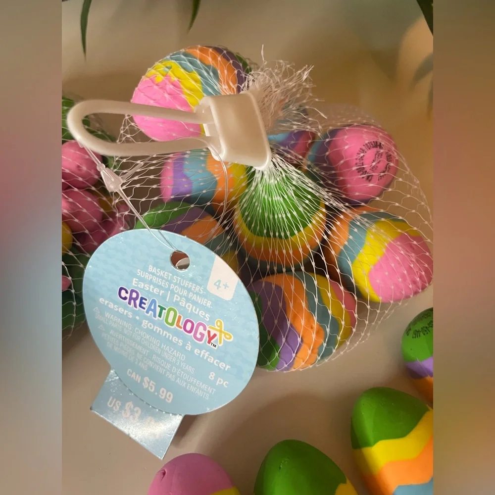 Erasers - 72 count Multicolor,Bunny & Egg, School supplies, Easter Basket